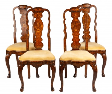 (4) 18th/19th Century Dutch Marquetry Chairs